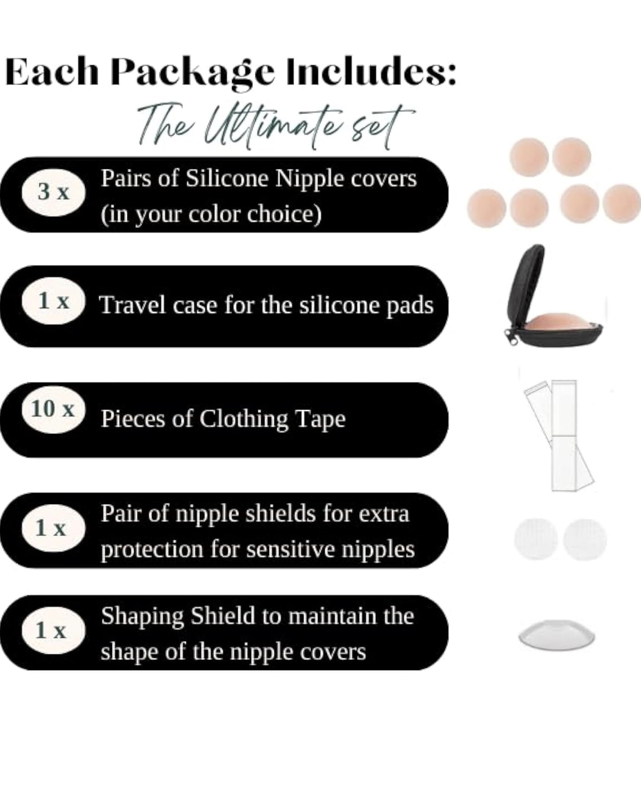 Beige Silicone Nipple Covers with Travel Case