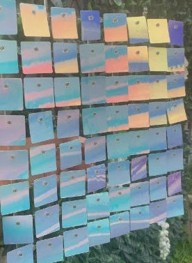 49 x Iridescent Rainbow Sequin Wall Panels for Home Event Beauty backdrop ( 7 foot )