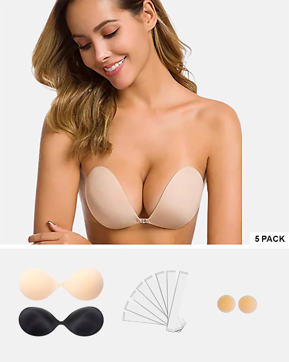 Adhesive Stick on Bra with Nipple Covers Set