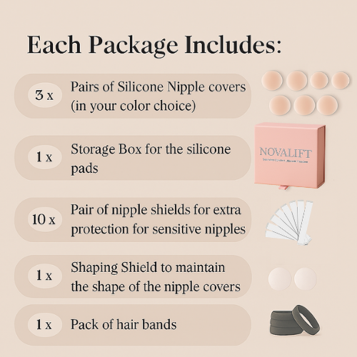 Cream Nipple Covers & Travel Case Set