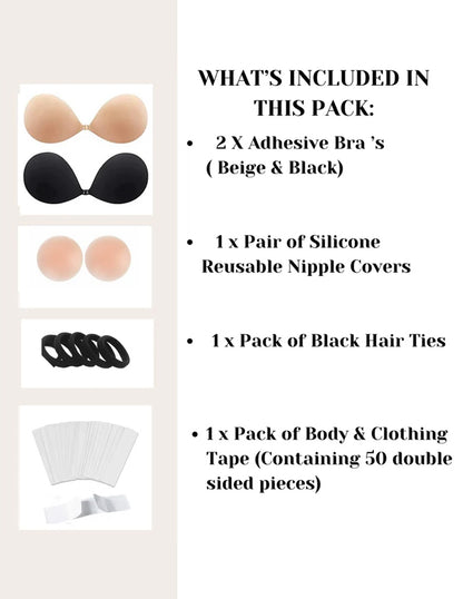 Adhesive Stick on Bra with Nipple Covers Set