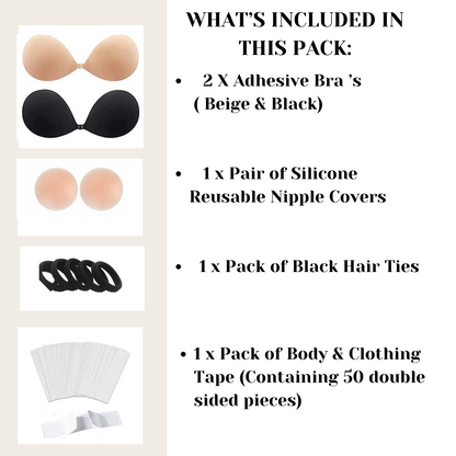 Adhesive Stick on Bra with Nipple Covers Set